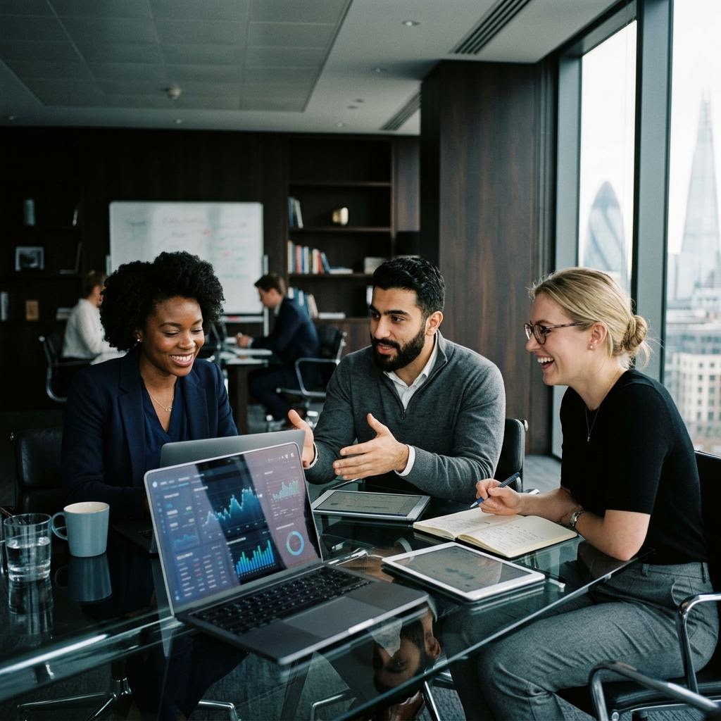 Fundektris development team reviewing cryptocurrency market data